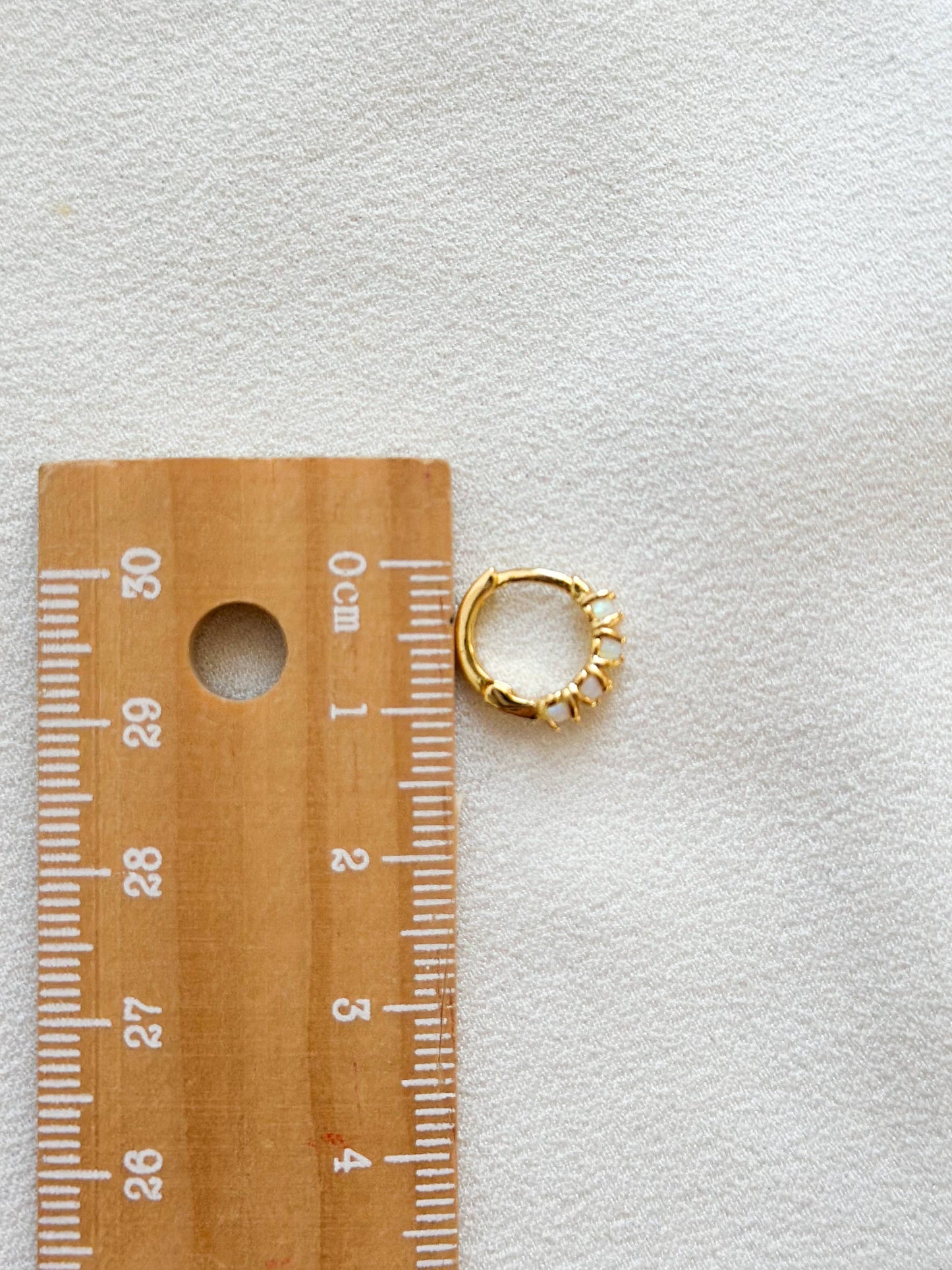 18k Gold Opal Encrusted Huggie Hoop Earrings