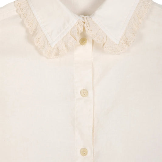 LACE COLLAR POPLIN SHIRT - Off-White