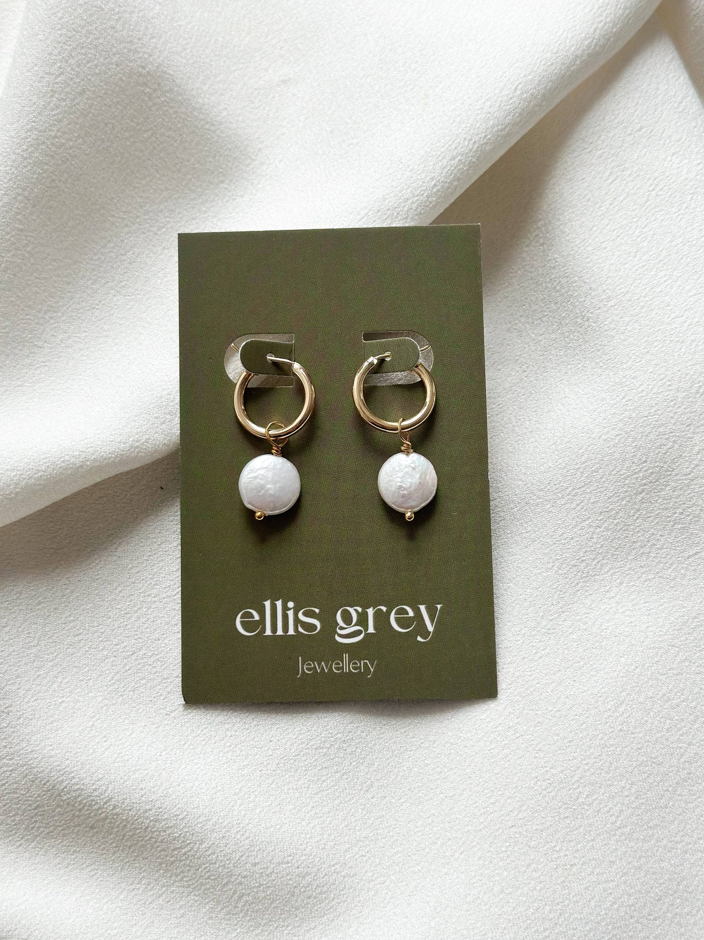 18k Gold Coin Pearl Hoop Earrings