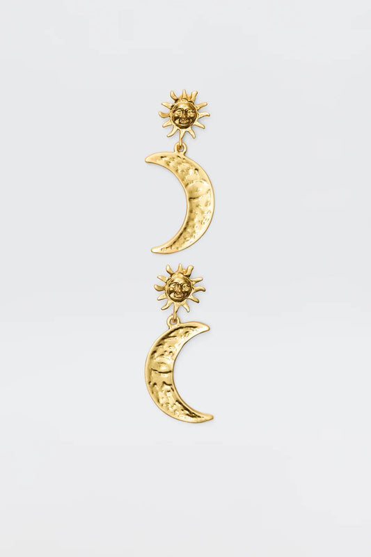 RIXO DAVIES GOLD PLATED EARRINGS - Sun & Moon
