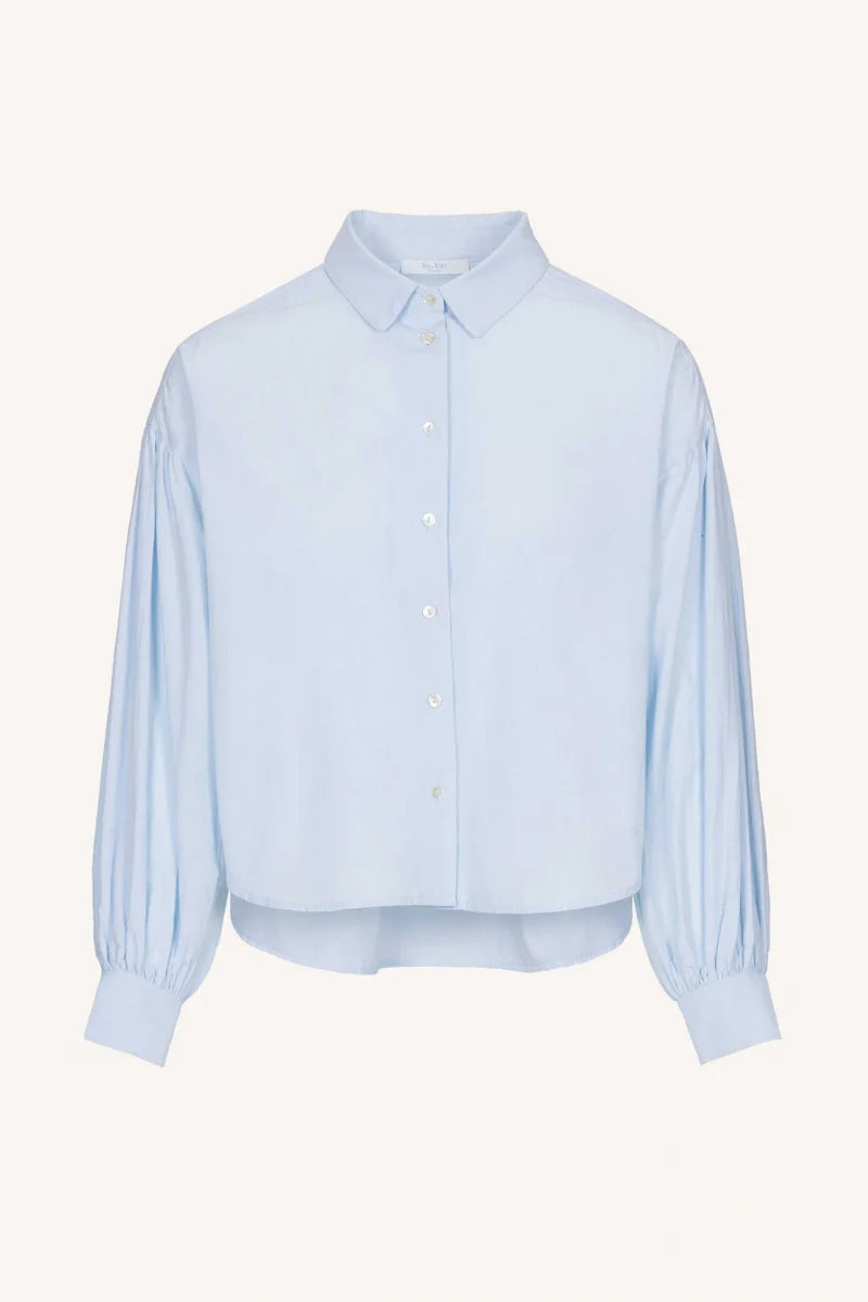 SARAH SHORT CHAMBRAY BLOUSE - light blue