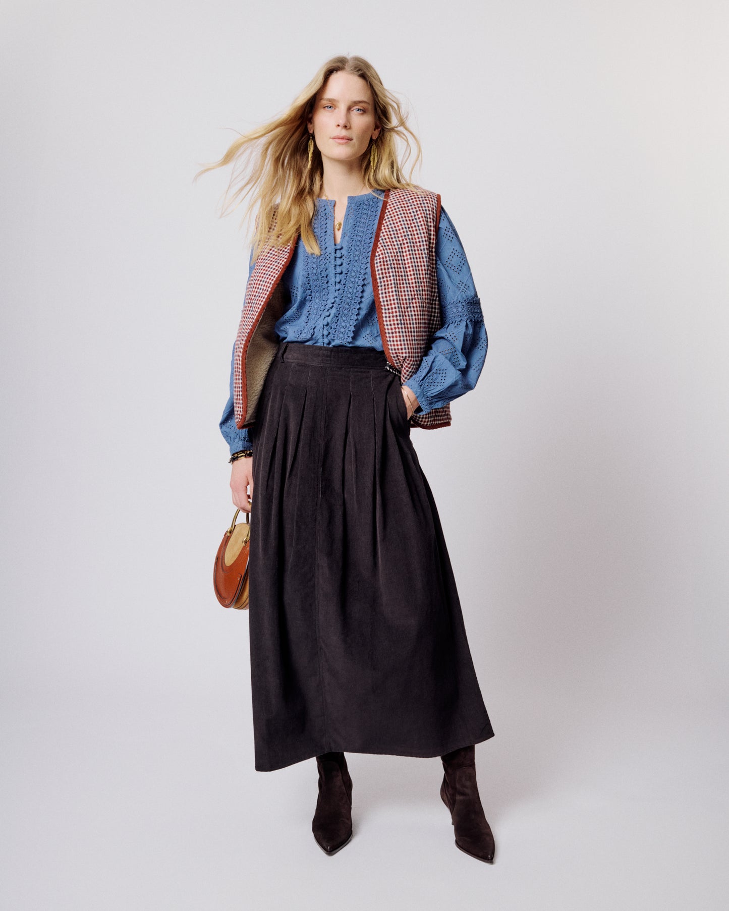 BETINA SKIRT - Liquorice Cord