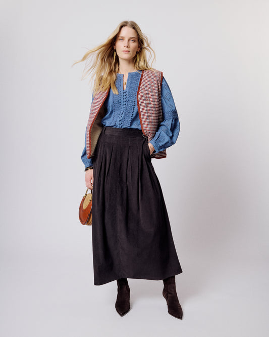 BETINA SKIRT - Liquorice Cord