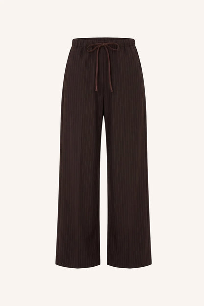 PELLE TROUSERS - Brown Pinstripe