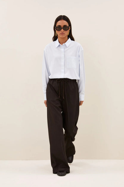 PELLE TROUSERS - Brown Pinstripe