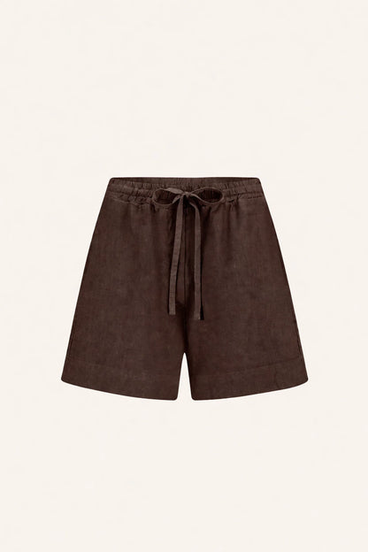 LIO LINEN SHORTS - Espresso