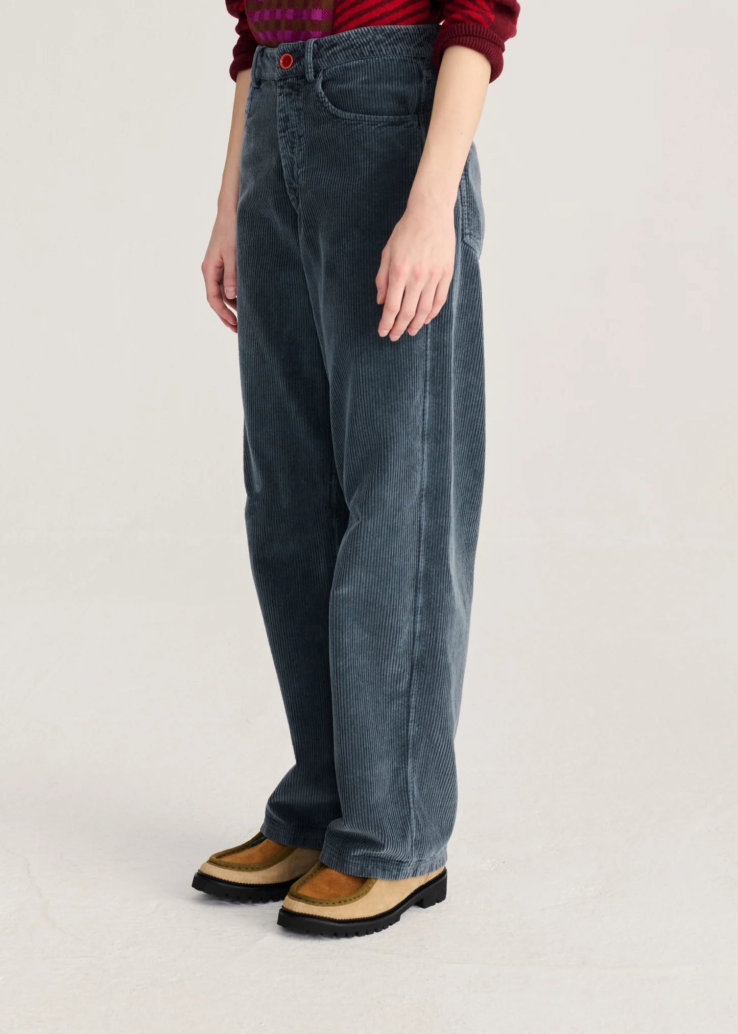 CORDUROY BARREL TROUSERS - Dark Grey
