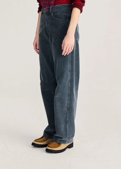 CORDUROY BARREL TROUSERS - Dark Grey