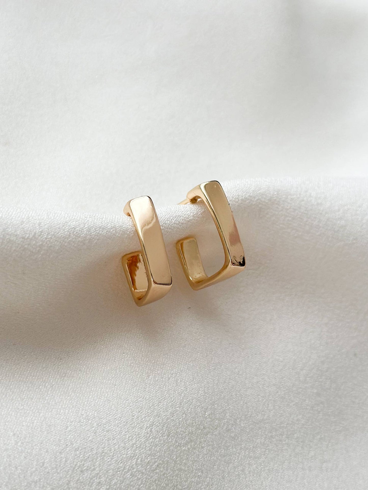 18k Gold Plated Rectangle Hoop Earrings