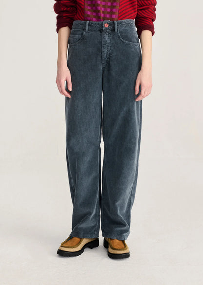 CORDUROY BARREL TROUSERS - Dark Grey