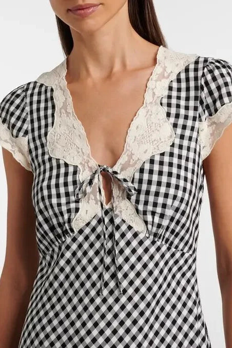 AMARI DRESS - Beth Check Black