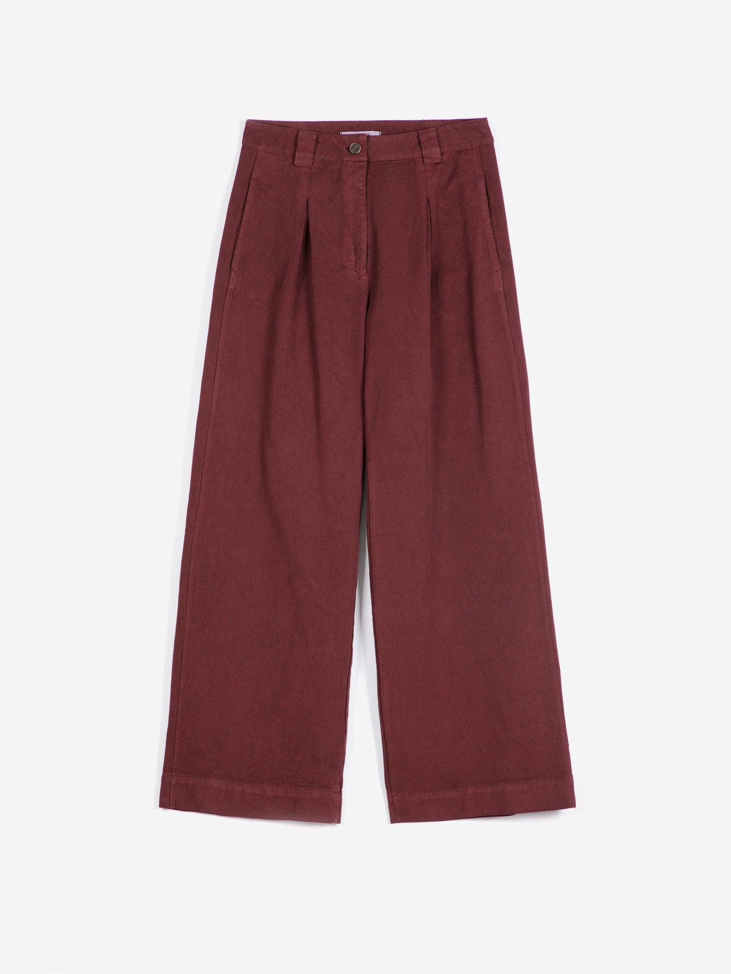 WIDE-LEG COTTON TROUSERS - Burgundy