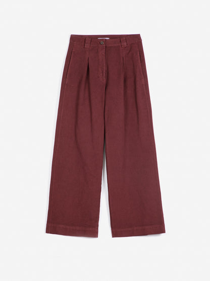 WIDE-LEG COTTON TROUSERS - Burgundy