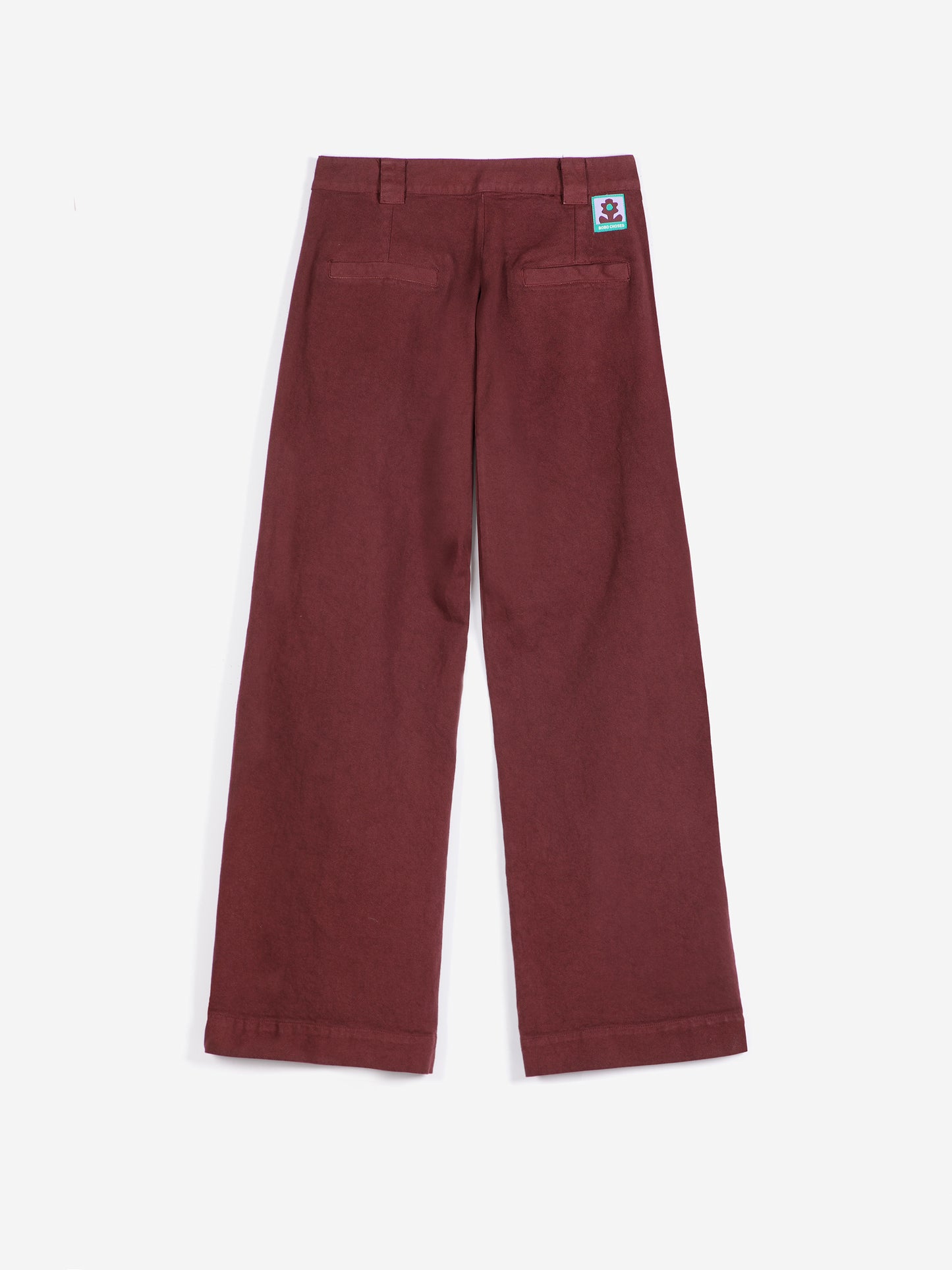 WIDE-LEG COTTON TROUSERS - Burgundy