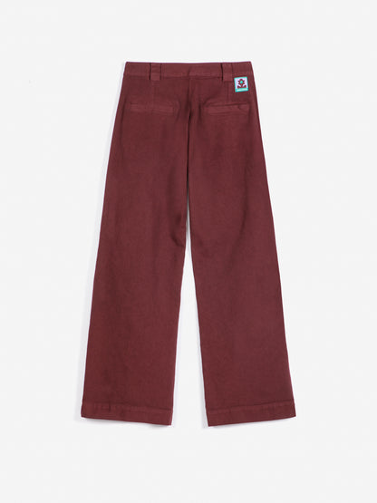 WIDE-LEG COTTON TROUSERS - Burgundy