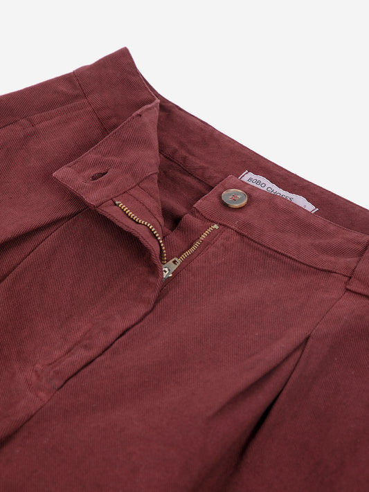 WIDE-LEG COTTON TROUSERS - Burgundy