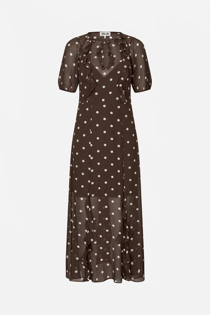 ALARA DRESS - Brown Polka Dot