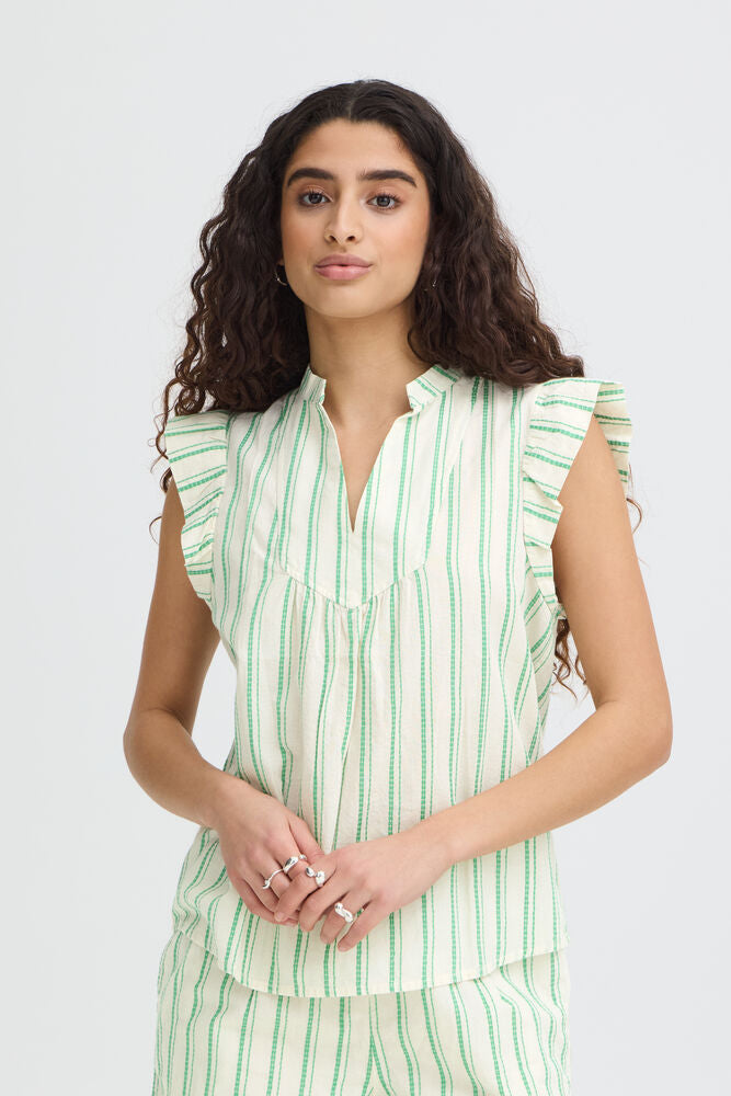 GREEN STRIPE COTTON TOP