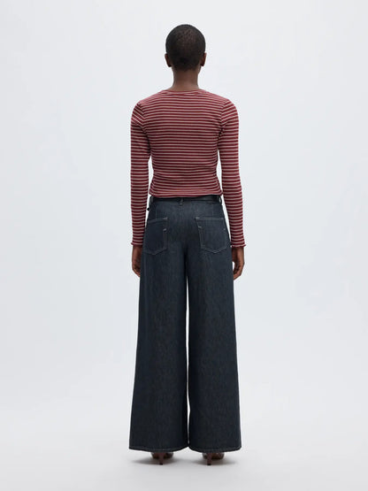 CREW NECK TEE - Tawny Port Stripe