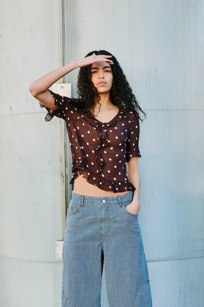 MADICEN BLOUSE - Coffee Bean Dot