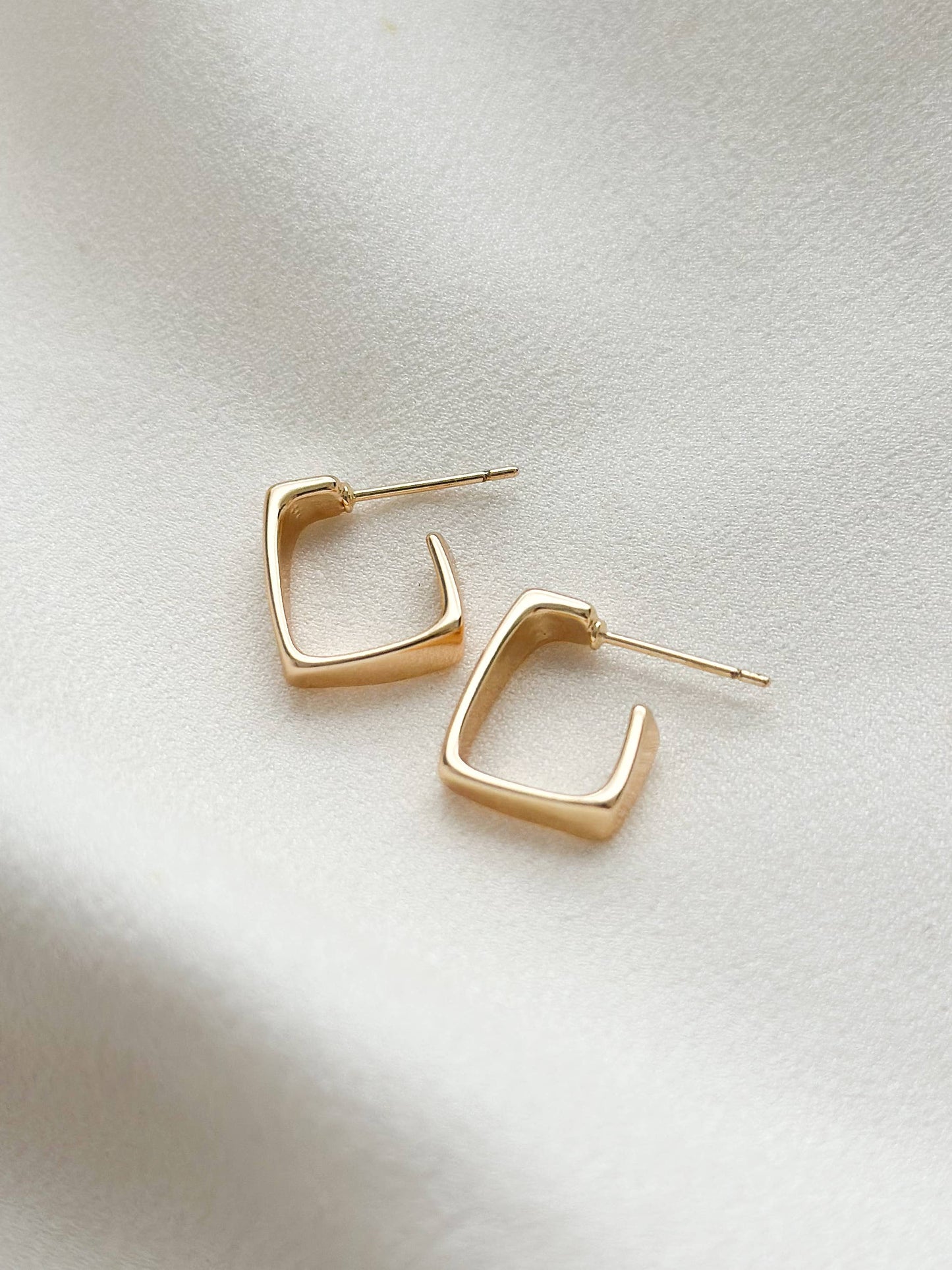 18k Gold Plated Rectangle Hoop Earrings