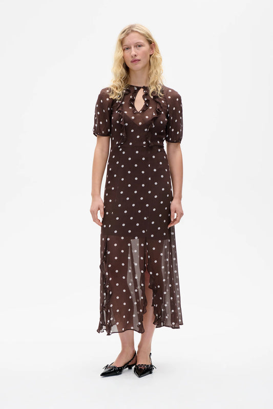ALARA DRESS - Brown Polka Dot