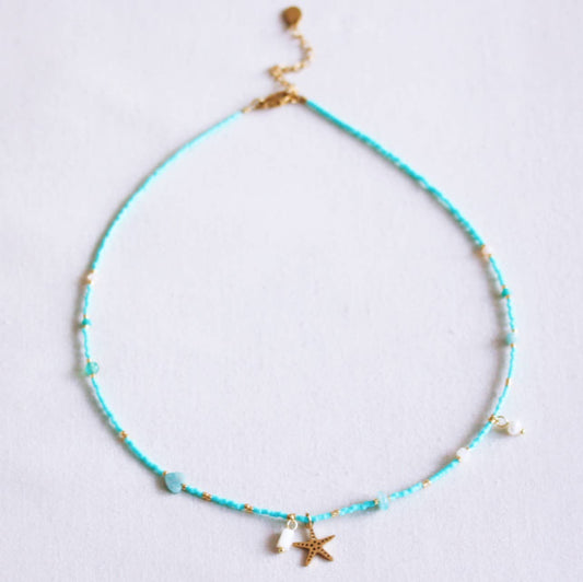 Starfish Beaded Necklace – Mint