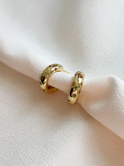 18k Gold Plated Rainbow Star Hoop Earrings