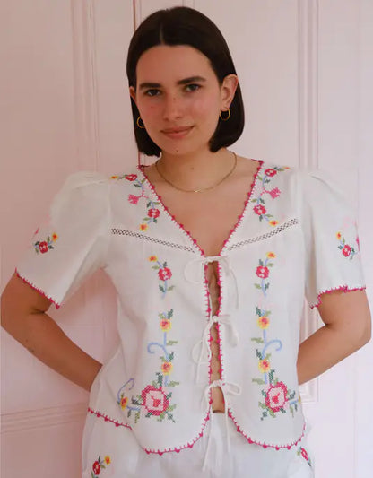 GIA TOP - Rose Cross Stitch
