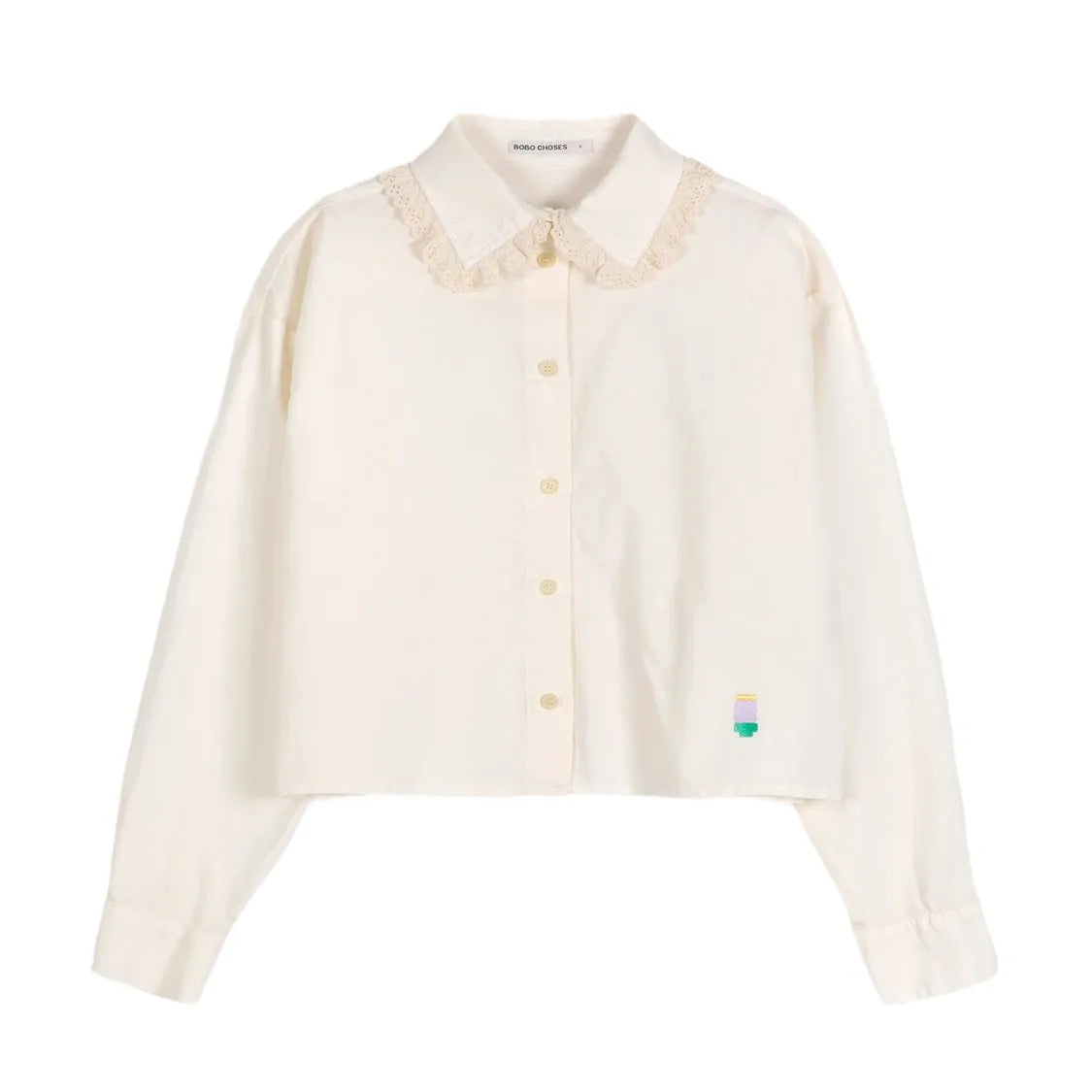 LACE COLLAR POPLIN SHIRT - Off-White