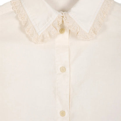 LACE COLLAR POPLIN SHIRT - Off-White