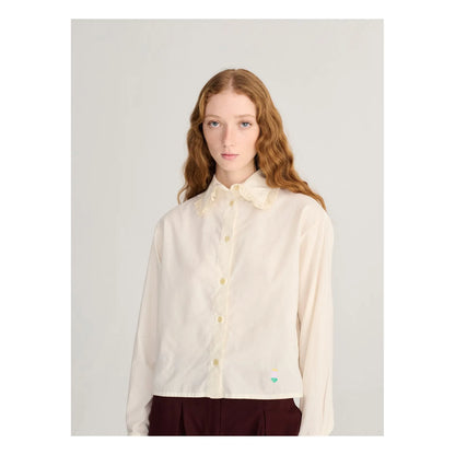 LACE COLLAR POPLIN SHIRT - Off-White