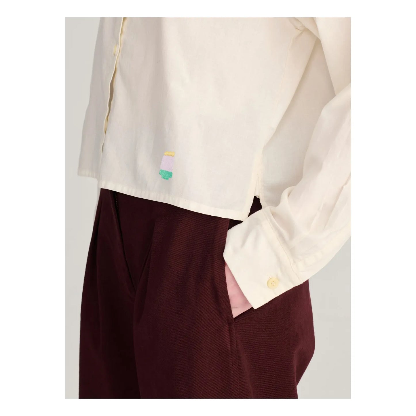 LACE COLLAR POPLIN SHIRT - Off-White
