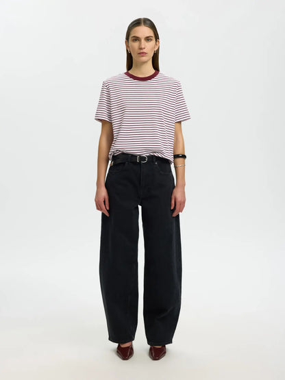 SELECTED STRIPED BOXY TEE - Port Stripe