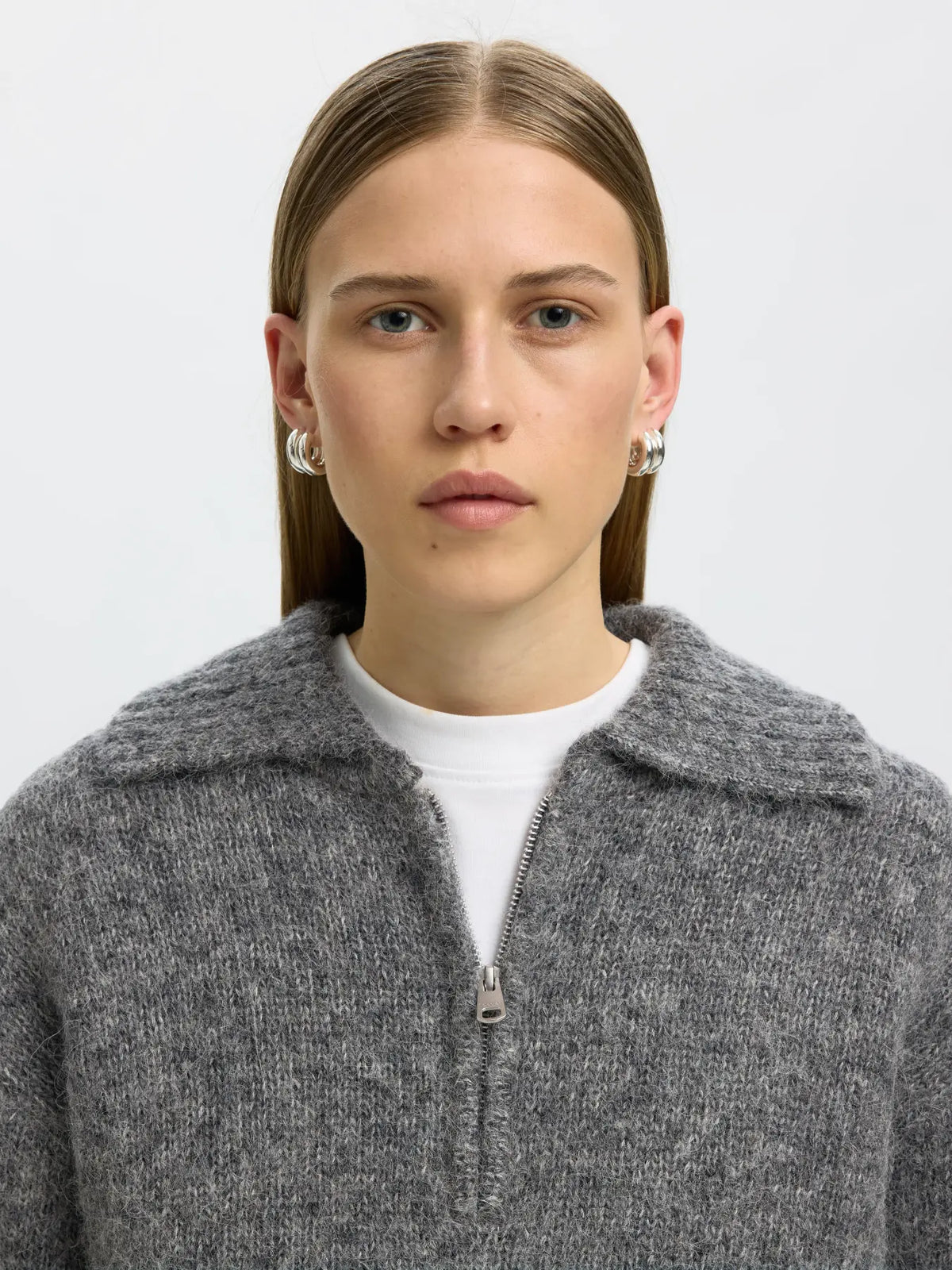 ALPACA BLEND HALF-ZIP JUMPER – Grey