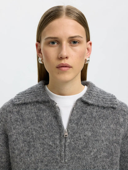 ALPACA BLEND HALF-ZIP JUMPER – Grey