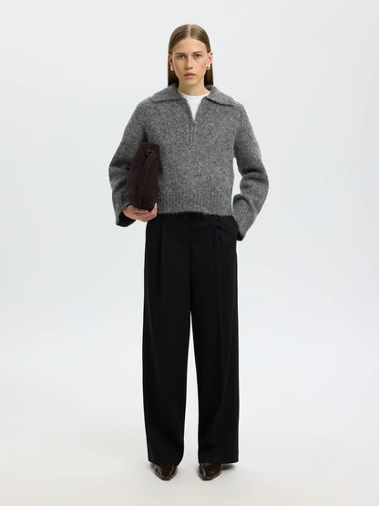 ALPACA BLEND HALF-ZIP JUMPER – Grey