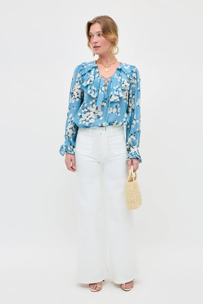 MILIA COTTON BLOUSE - Amelia Bouquet Blue