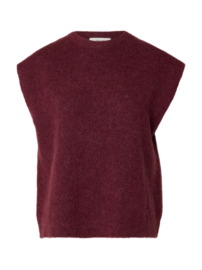 SELECTED KNIT VEST - Burgundy