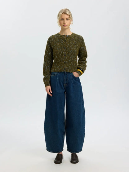 SELECTED KNIT CARDIGAN -Speckled Green