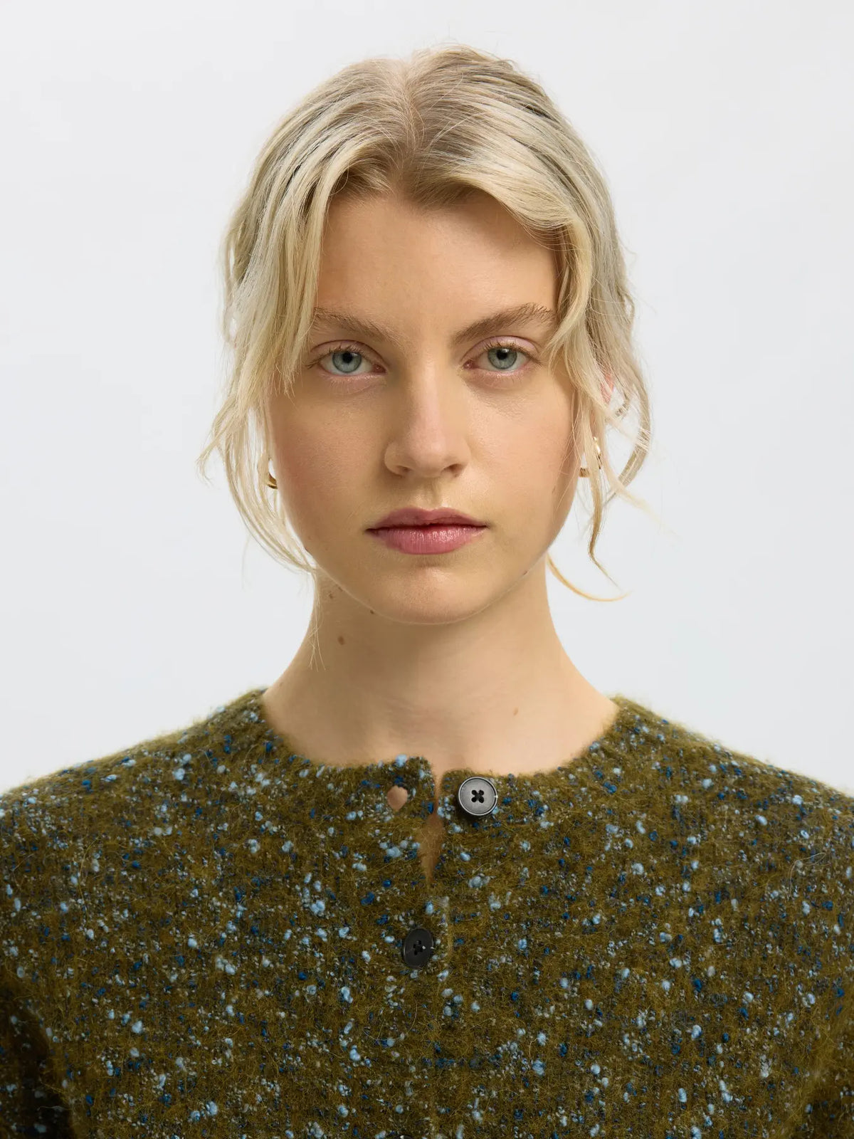 SELECTED KNIT CARDIGAN -Speckled Green