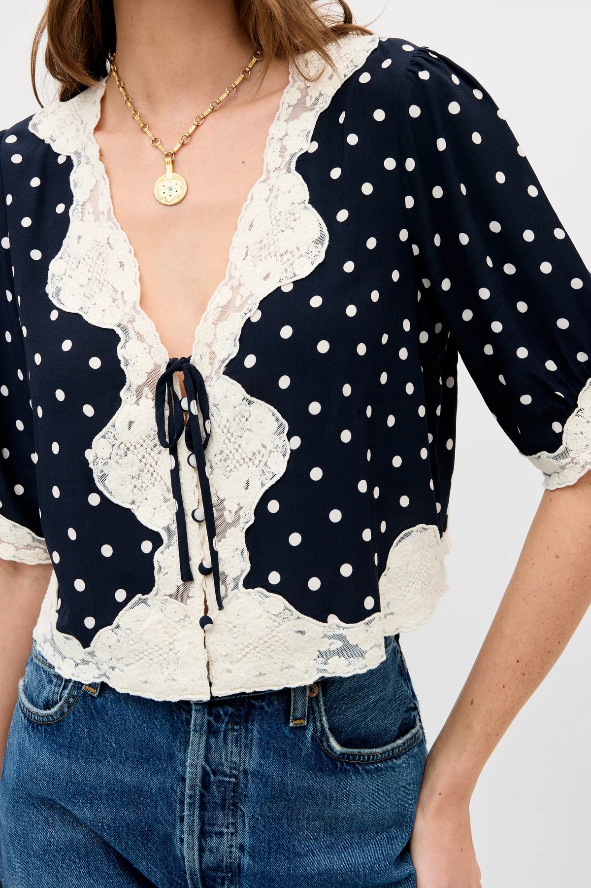 URSULA TOP - Layla Dot Navy